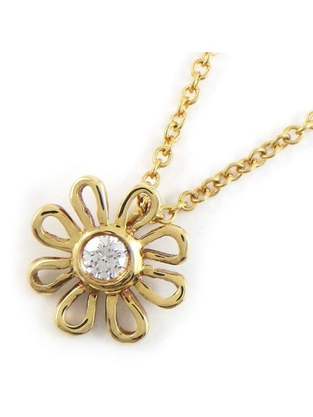 Tiffany & Co Necklace Daisy Flower Motif Diamond 18K Yellow Gold